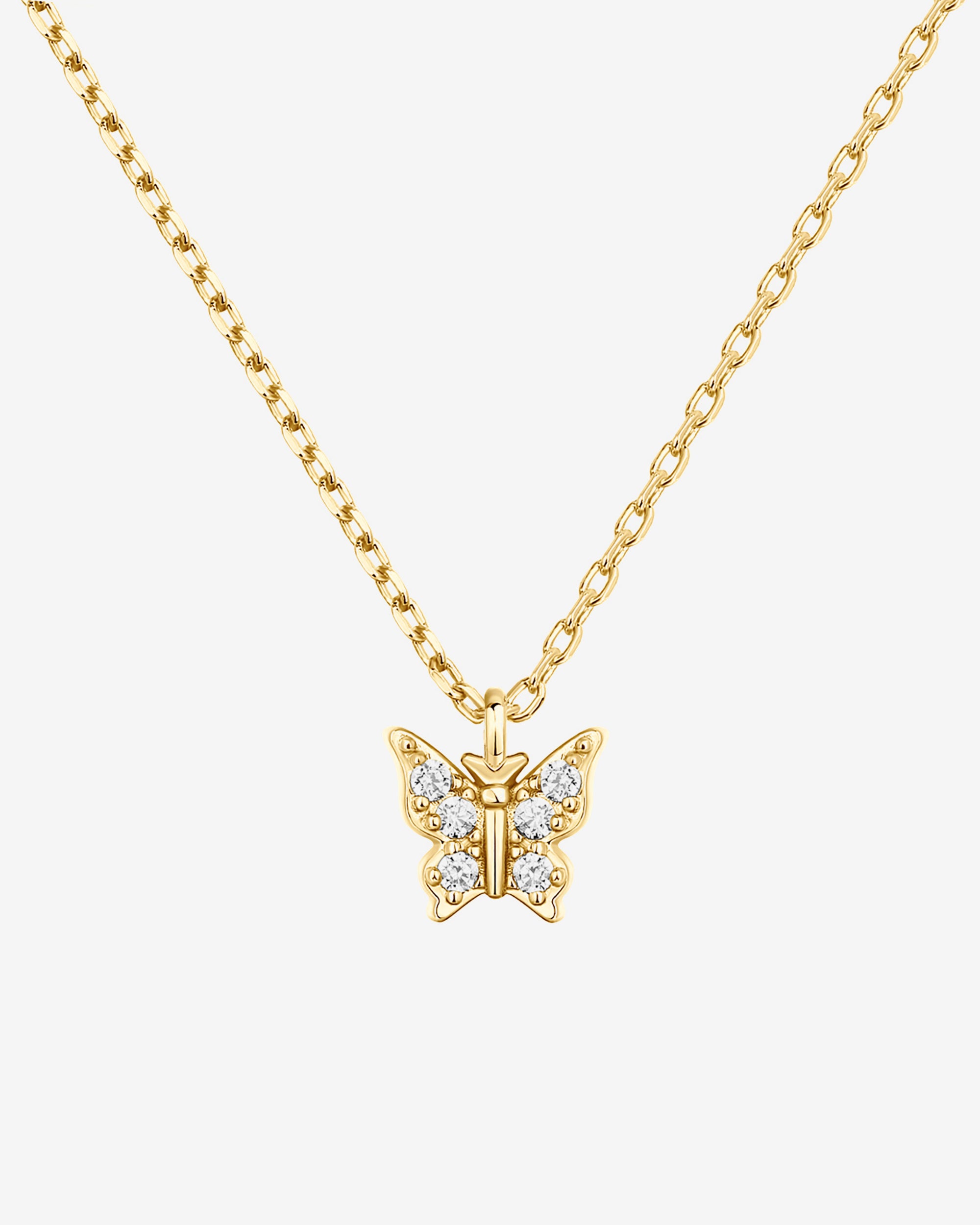 Yellow Gold 0.36 CTW Butterfly Pendant Necklace | Lee Michaels Fine Jewelry